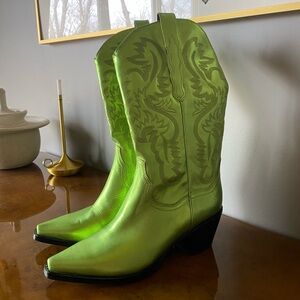 Steve Madden Cowboy Boot in Metallic Green
